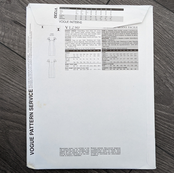 Vogue V1230 Badgley Mischka Sewing Pattern Cocktail Dress Size 8-10-12-14 - Picture 6 of 7